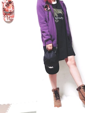 「パーカー×Tシャツ」｜ひろぽぺさん（レディース・150cm）の春コーディネート