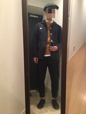 「アンクルパンツ」｜「アイテム（ハンチング/ベレー帽）」を使った、火焔太鼓さん（メンズ・170cm）の春コーディネート
