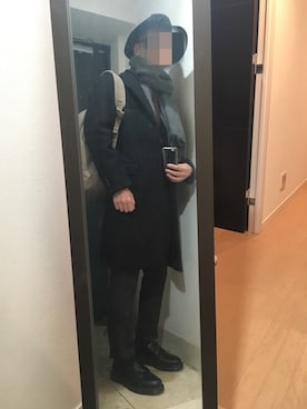 「テラコッタ」｜「アイテム（チェスターコート）」を使った、火焔太鼓さん（メンズ・170cm）の冬コーディネート