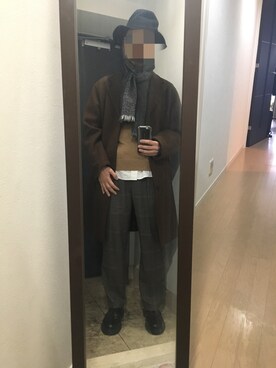 「Steven Alan（スティーブンアラン）のアイテム（チェスターコート）」を使った、火焔太鼓さん（メンズ・170cm）の冬コーディネート