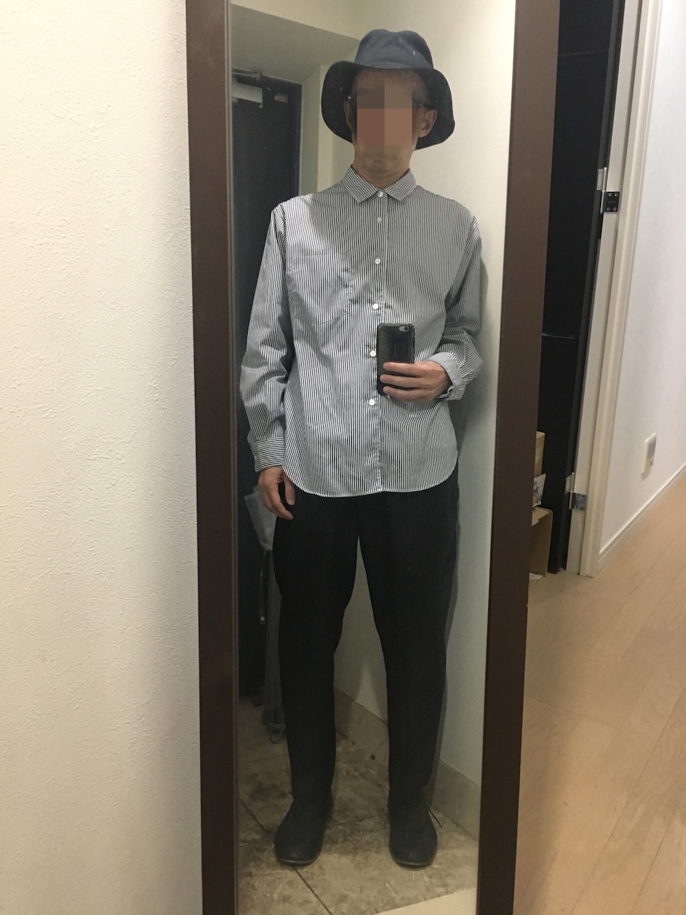 「きれいめカジュアル、シンプルコーデ、ストライプ、UNIQLO U、ゆったりシルエット、ワイドテーパードパンツ」｜「BEAUTY&YOUTH UNITED ARROWSのBY ブルーストライプ ワイドフォルム シャツ（シャツ/ブラウス、ブルー系）」を使った、火焔太鼓さん（メンズ・170cm）の春コーディネートの1枚目の写真