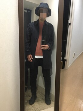 「JOURNAL STANDARD（ジャーナルスタンダード）のアイテム（ステンカラーコート）」を使った、火焔太鼓さん（メンズ・170cm）の春コーディネート