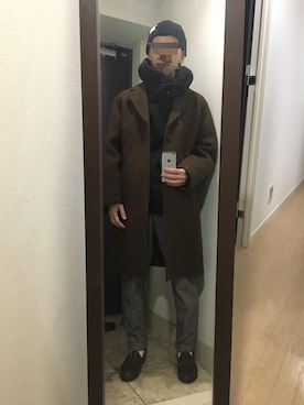 「Steven Alan（スティーブンアラン）のアイテム（チェスターコート）」を使った、火焔太鼓さん（メンズ・170cm）の冬コーディネート