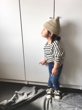 「アイテム（サスペンダー）」を使った、N2さん（キッズ・90cm）の春コーディネート