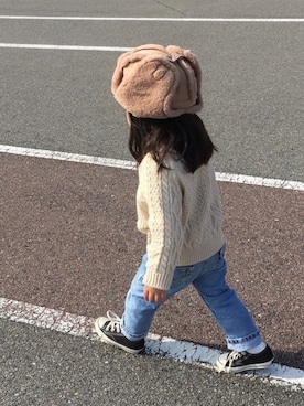 「アイテム（その他、ホワイト系）」を使った、N2さん（キッズ・100cm）の秋コーディネート