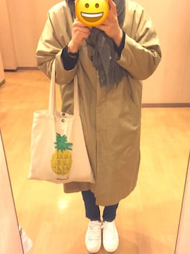 「yuni（ユニ　）のアイテム（ステンカラーコート）」を使った、すいみん不足さん（レディース・156cm）の冬コーディネート