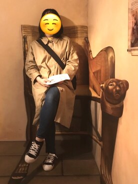 「yuni（ユニ　）のアイテム（ステンカラーコート）」を使った、すいみん不足さん（レディース・156cm）の春コーディネート