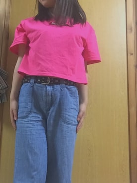 「しまむら（シマムラ）のアイテム（その他パンツ、ブルー系）」を使った、や な ぱ ん さん（レディース）の夏コーディネート