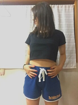 「ムラサキスポーツ（ムラサキスポーツ）のアイテム（その他パンツ、ブルー系）」を使った、や な ぱ ん さん（レディース）の夏コーディネート
