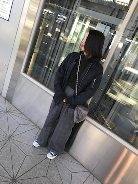 「GRL（グレイル）のアイテム（トートバッグ、グレー系）」を使った、や な ぱ ん さん（レディース）の冬コーディネート