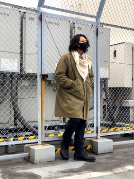 「スキニー」｜「アイテム（モッズコート）」を使った、Ryousukeさん（メンズ・173cm）の冬コーディネート