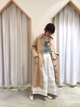 「POU DOU DOU（プードゥドゥ）のアイテム（ステンカラーコート）」を使った、kondoさん（レディース・156cm）の冬コーディネート