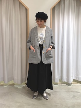 「POU DOU DOU（プードゥドゥ）のアイテム（ブルゾン）」を使った、kondoさん（レディース・156cm）の春コーディネート