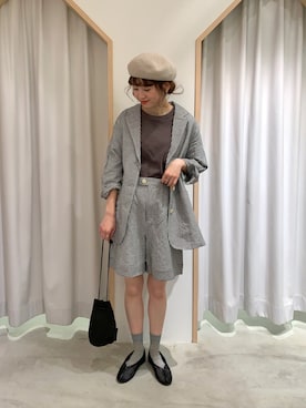「POU DOU DOU（プードゥドゥ）のアイテム（ブルゾン）」を使った、kondoさん（レディース・156cm）の春コーディネート
