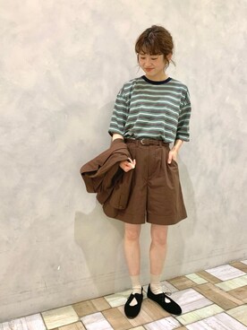「POU DOU DOU（プードゥドゥ）のアイテム（ブルゾン）」を使った、kondoさん（レディース・156cm）の春コーディネート