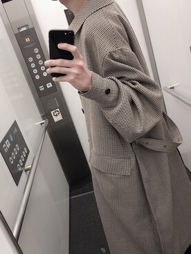 「stein」｜「アイテム（ステンカラーコート）」を使った、はまさん（メンズ・175cm）の冬コーディネート