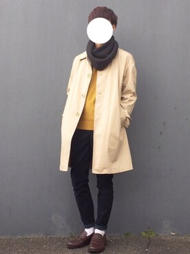「International Gallery BEAMS（インターナショナルギャラリービームス）のアイテム（ステンカラーコート）」を使った、Mochiさん（メンズ・172cm）の冬コーディネート