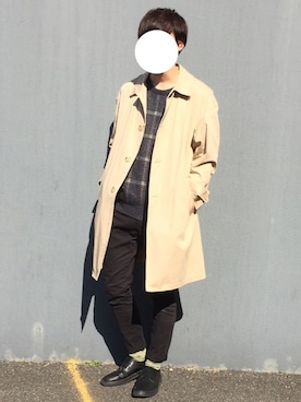 「International Gallery BEAMS（インターナショナルギャラリービームス）のアイテム（ステンカラーコート）」を使った、Mochiさん（メンズ・172cm）の冬コーディネート