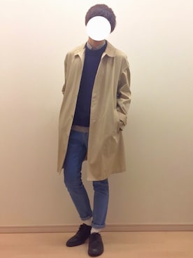 「International Gallery BEAMS（インターナショナルギャラリービームス）のアイテム（ステンカラーコート）」を使った、Mochiさん（メンズ・172cm）の春コーディネート