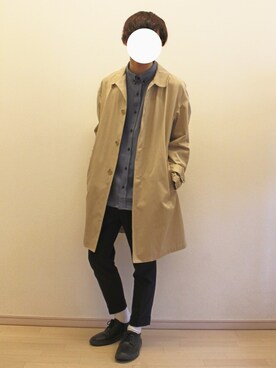 「International Gallery BEAMS（インターナショナルギャラリービームス）のアイテム（ステンカラーコート）」を使った、Mochiさん（メンズ・172cm）の春コーディネート