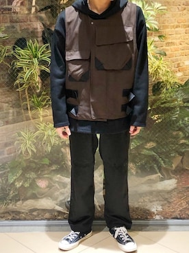 「BASISBROEK（バシスブルック）のアイテム（トップス）」を使った、Mochiさん（メンズ・172cm）の秋コーディネート