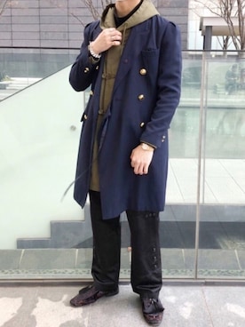 「サテンパンツ」｜「アイテム（ジャケット/アウター）」を使った、Mochiさん（メンズ・172cm）の冬コーディネート