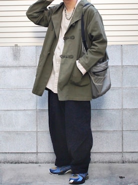 「EEL（イール）のアイテム（ジャケット/アウター）」を使った、Mochiさん（メンズ・172cm）の春コーディネート