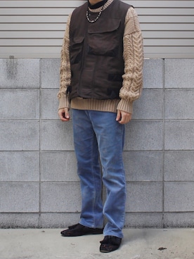 「BASISBROEK（バシスブルック）のアイテム（トップス）」を使った、Mochiさん（メンズ・172cm）の冬コーディネート