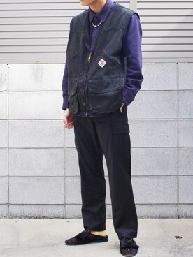「carhartt」｜「アイテム（その他シューズ）」を使った、Mochiさん（メンズ・172cm）の春コーディネート