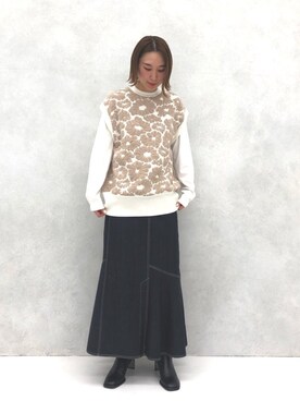 INella(イネラ)】アシメカットロングスカートを使った人気ファッション 