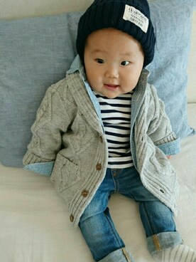 「babygap」｜「アイテム（その他トップス）」を使った、HARUHARUさん（キッズ・70cm）の冬コーディネート