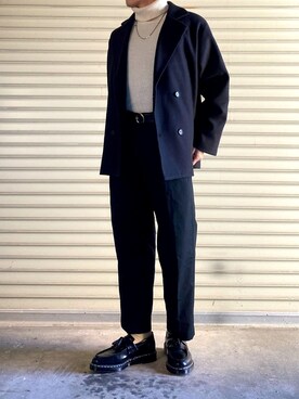 ピーコートを使った 白ニット のメンズ人気ファッションコーディネート Wear