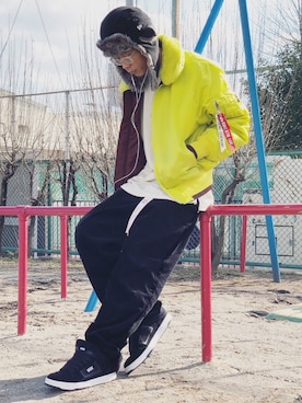 「OPENING CEREMONY（オープニングセレモニー）のアイテム（MA-1）」を使った、___notl___さん（メンズ・177cm）の夏コーディネート