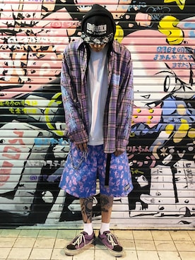 「BUTTSTAIN（バットステイン）のアイテム」を使った、___notl___さん（メンズ・177cm）の夏コーディネート