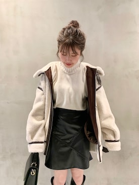 「Chico（チコ）のアイテム（ムートンコート）」を使った、maii3308さん（レディース・153cm）の冬コーディネート