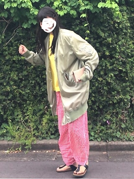 「MM6 Maison Margiela（ｴﾑｴﾑｼｯｸｽ ﾒｿﾞﾝ ﾏﾙｼﾞｪﾗ）のアイテム（MA-1）」を使った、ひなさん（レディース・165cm）の春コーディネート