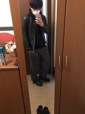 「アイテム（ライダースジャケット）」を使った、hayateさん（メンズ・180cm）の春コーディネート