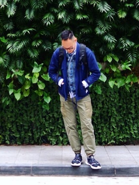 「NIKE（ナイキ）のアイテム（デニムパンツ）」を使った、RIC SINさん（メンズ・175cm）の春コーディネート