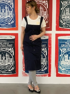 「AVIREX（アヴィレックス）のアイテム（サロペット/オーバーオール）」を使った、🌻さん（レディース・155cm）の夏コーディネート