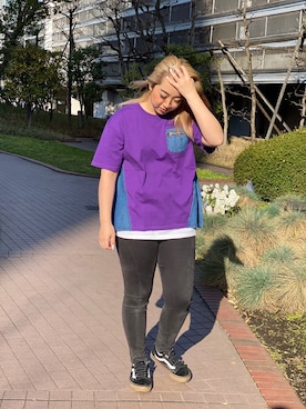 「ラフコーデ」｜「アイテム（チュニック）」を使った、🌻さん（レディース・156cm）の春コーディネート