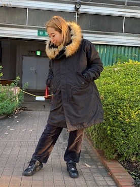 「AVIREX（アヴィレックス）のアイテム（モッズコート）」を使った、🌻さん（レディース・156cm）の冬コーディネート