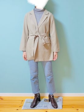 「LOWRYS FARM（ローリーズファーム）のストレッチヒールブーツ　851418（ブーツ）」を使った、mnさん（レディース・166cm）の冬コーディネート