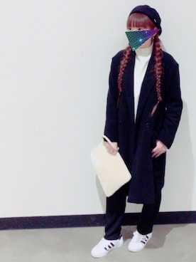 「earth music&ecology（アースミュージックアンドエコロジー）のアイテム（クラッチバッグ）」を使った、まーさん（レディース・154cm）の冬コーディネート