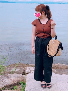 「ぽっちゃり、夏」｜「アイテム（腕時計）」を使った、まーさん（レディース・153cm）の夏コーディネート