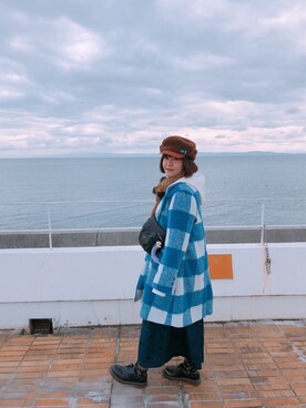 「mercibeaucoup,（メルシーボークー）のアイテム（帽子）」を使った、チャッキーナ 𓆌さん（レディース・160cm）の冬コーディネート