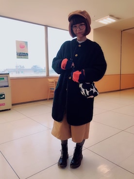 「I am I in fact...（アイアムアイインファクト）のアイテム（ジャケット/アウター）」を使った、チャッキーナ 𓆌さん（レディース・160cm）の冬コーディネート