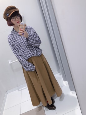 「mercibeaucoup,（メルシーボークー）のアイテム（帽子）」を使った、チャッキーナ 𓆌さん（レディース・160cm）の秋コーディネート