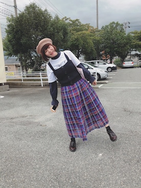 「チェック柄に恋してる」｜「アイテム（その他トップス）」を使った、チャッキーナ 𓆌さん（レディース・160cm）の秋コーディネート