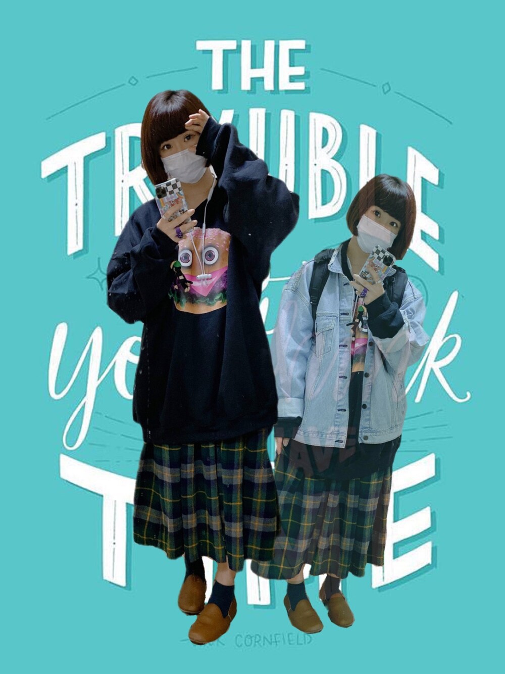 「カジュアル、アメカジ、古着MIX、古着、おしゃれさんと繋がりたい、ootd、仕事着、Gジャン、オーバーサイズ、ビッグシルエット」｜「MILKBOYのEAT ME BIG スウェット（スウェット、その他）」を使った、チャッキーナ 𓆌さん（レディース・160cm）の秋コーディネートの1枚目の写真