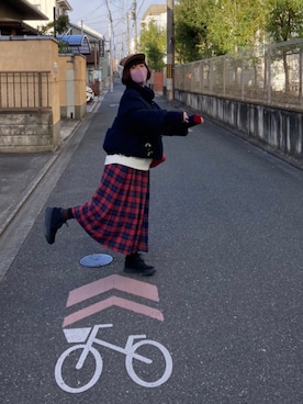 「mercibeaucoup,（メルシーボークー）のアイテム（ジャケット/アウター）」を使った、チャッキーナ 𓆌さん（レディース・160cm）の冬コーディネート